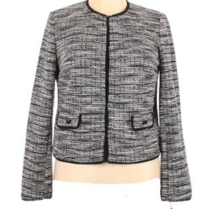 Karl Lagerfeld Paris Tweed Round Neck Blazer